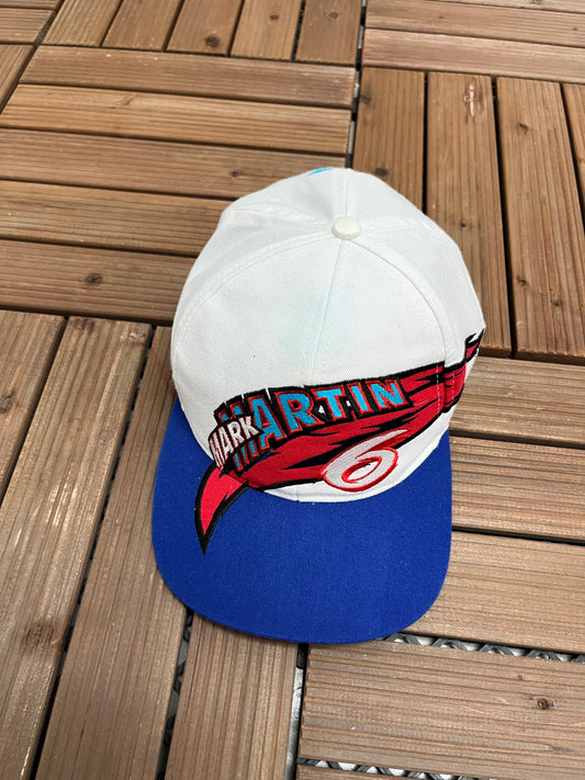 Mark Martin Valvoline Racing Graphic Hat | Strap Back | Vintage 2000s Racing White Cap |