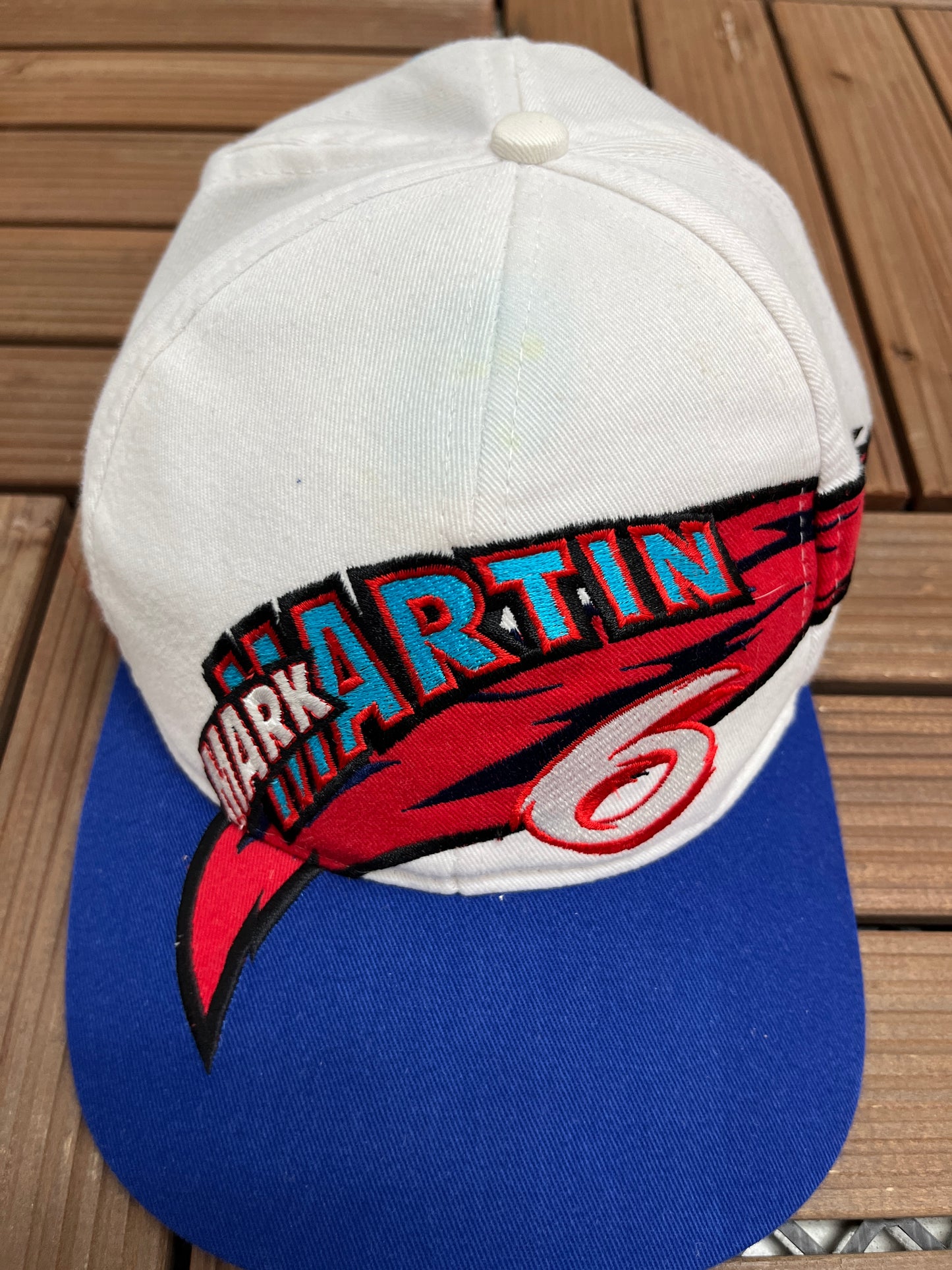 Mark Martin Valvoline Racing Graphic Hat | Strap Back | Vintage 2000s Racing White Cap |