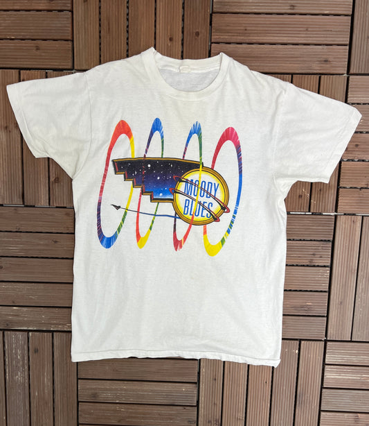 The Moody Blues Graphic Tee | Size Large | Vintage 1990s Single Stitch Rock Band White T-Shirt |