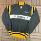 Pittsburgh Steelers Graphic Windbreaker | Size X-Large | Vintage 1990s NFL Football Black Jacket |