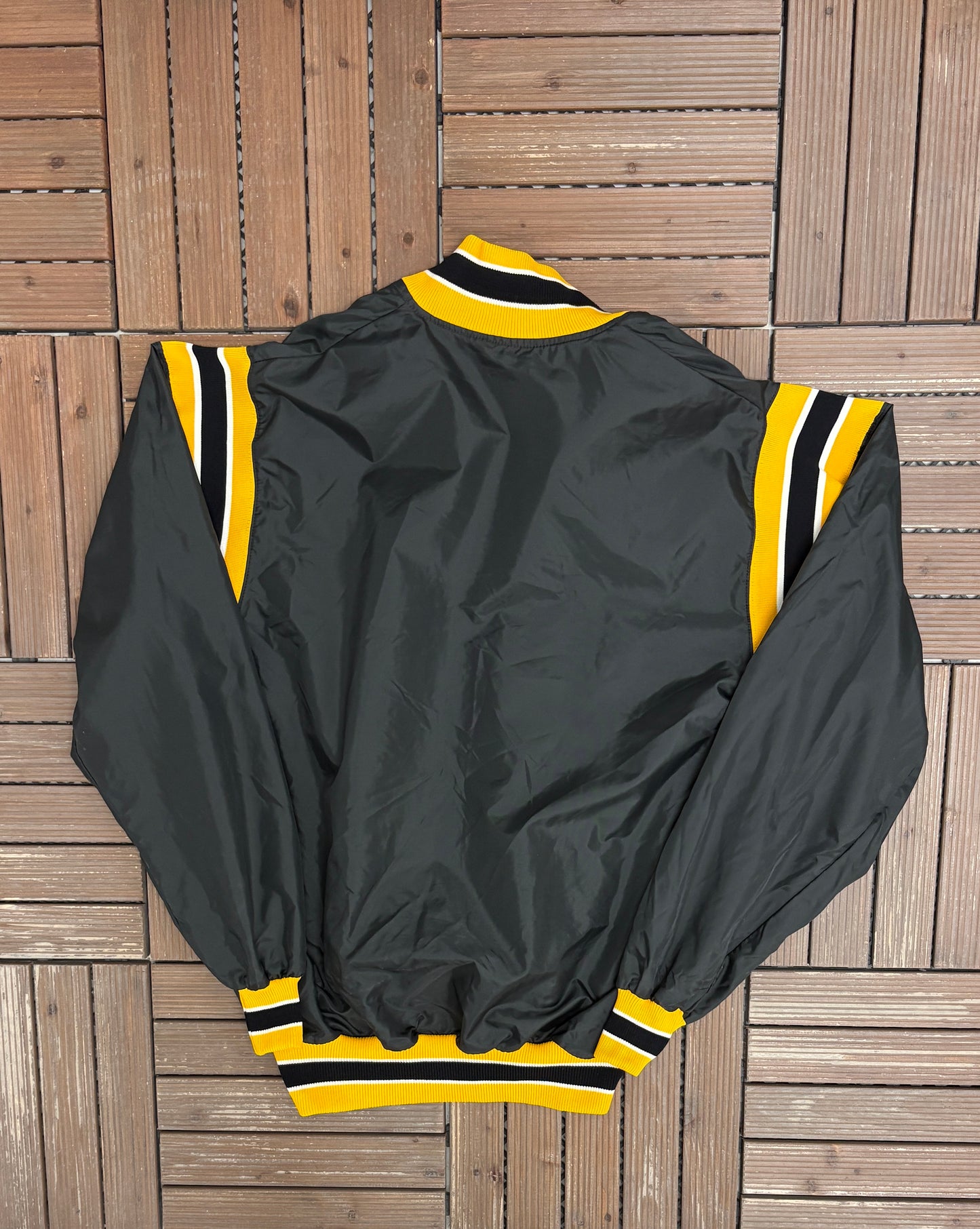 Pittsburgh Steelers Graphic Windbreaker | Size X-Large | Vintage 1990s NFL Football Black Jacket |