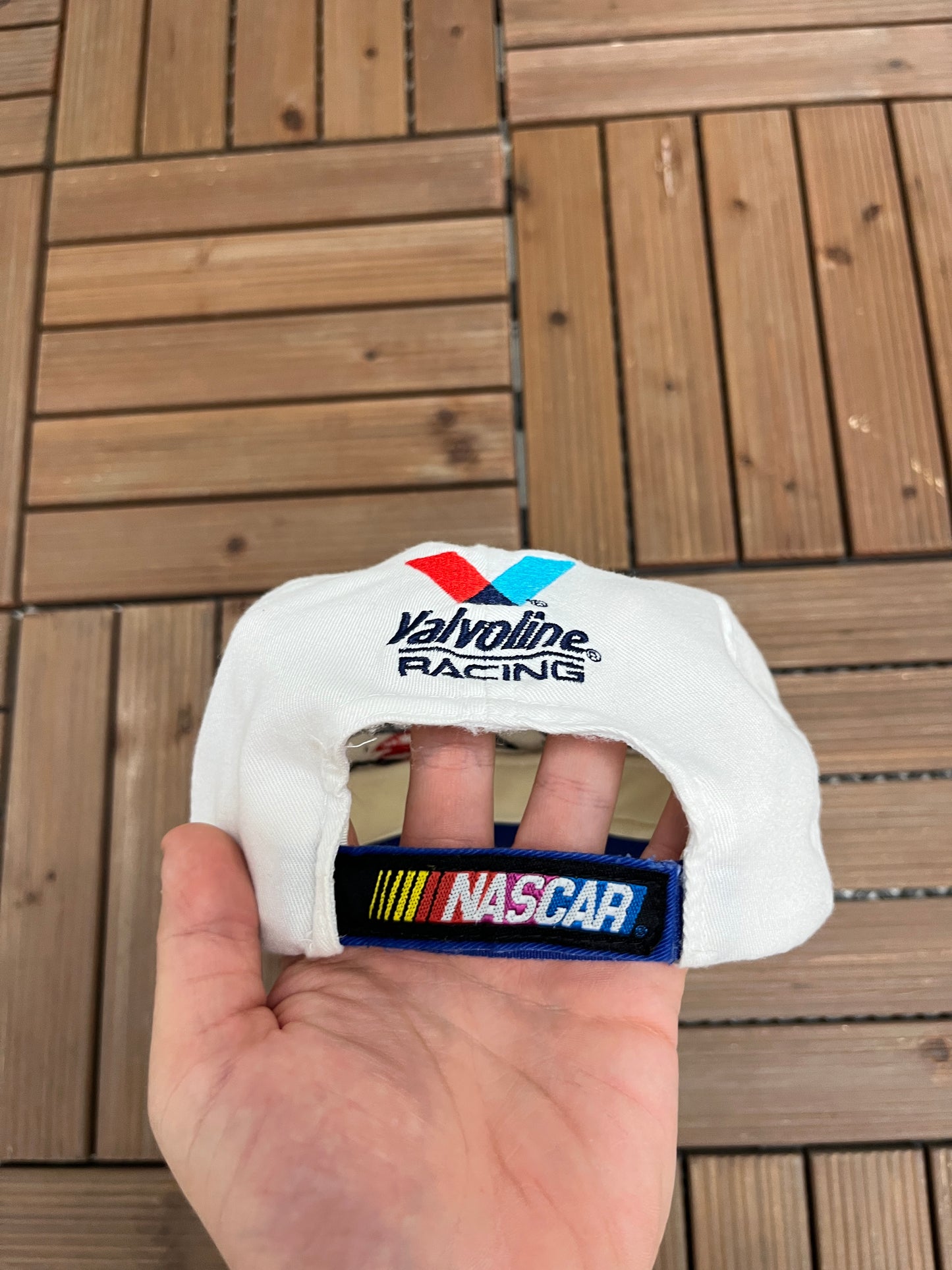 Mark Martin Valvoline Racing Graphic Hat | Strap Back | Vintage 2000s Racing White Cap |