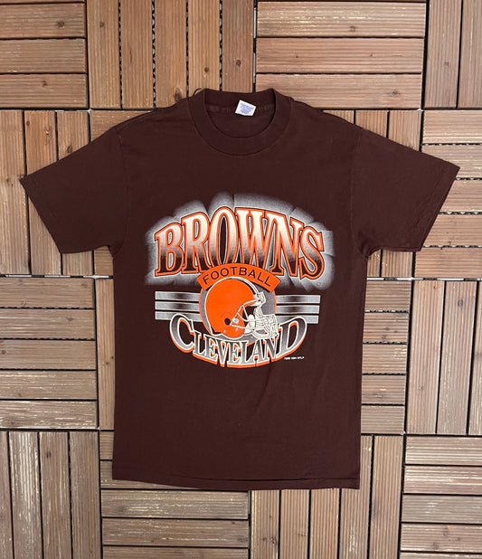 Cleveland Browns Football Graphic Tee | Size Large | Vintage 1990s NFL Football Brown T-Shirt |