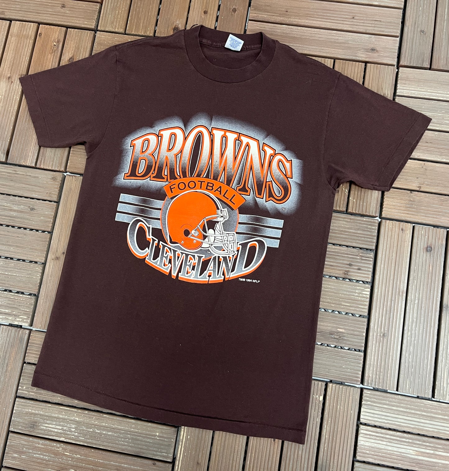 Cleveland Browns Football Graphic Tee | Size Large | Vintage 1990s NFL Football Brown T-Shirt |