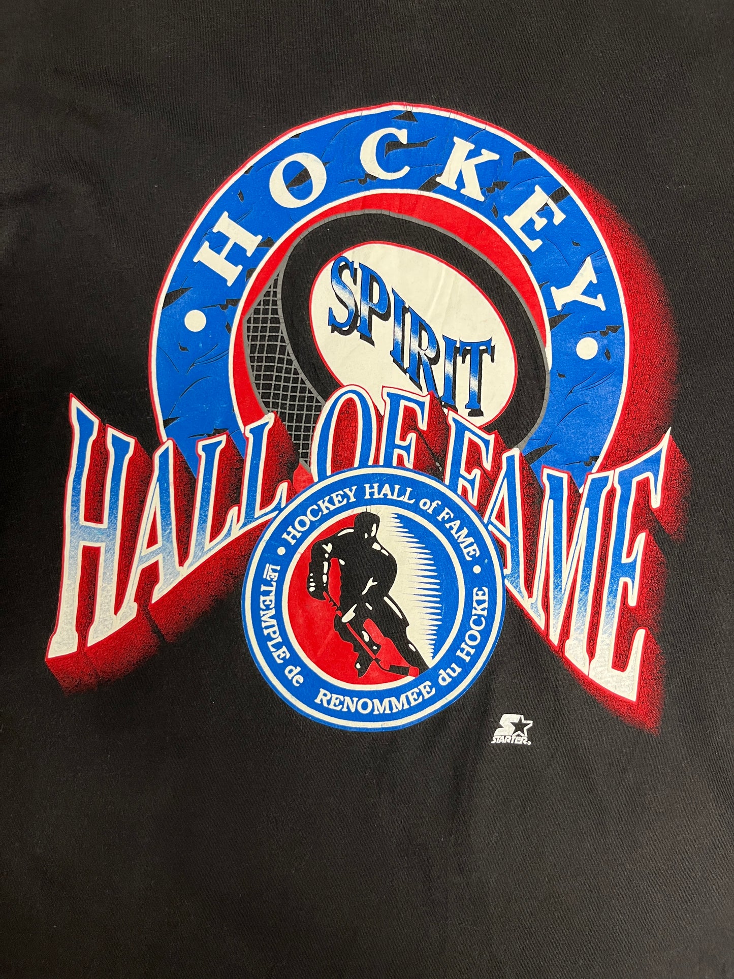 Hockey Hall of Fame Graphic Tee | Size Medium | Vintage 1990s NHL Hockey Black T-Shirt |