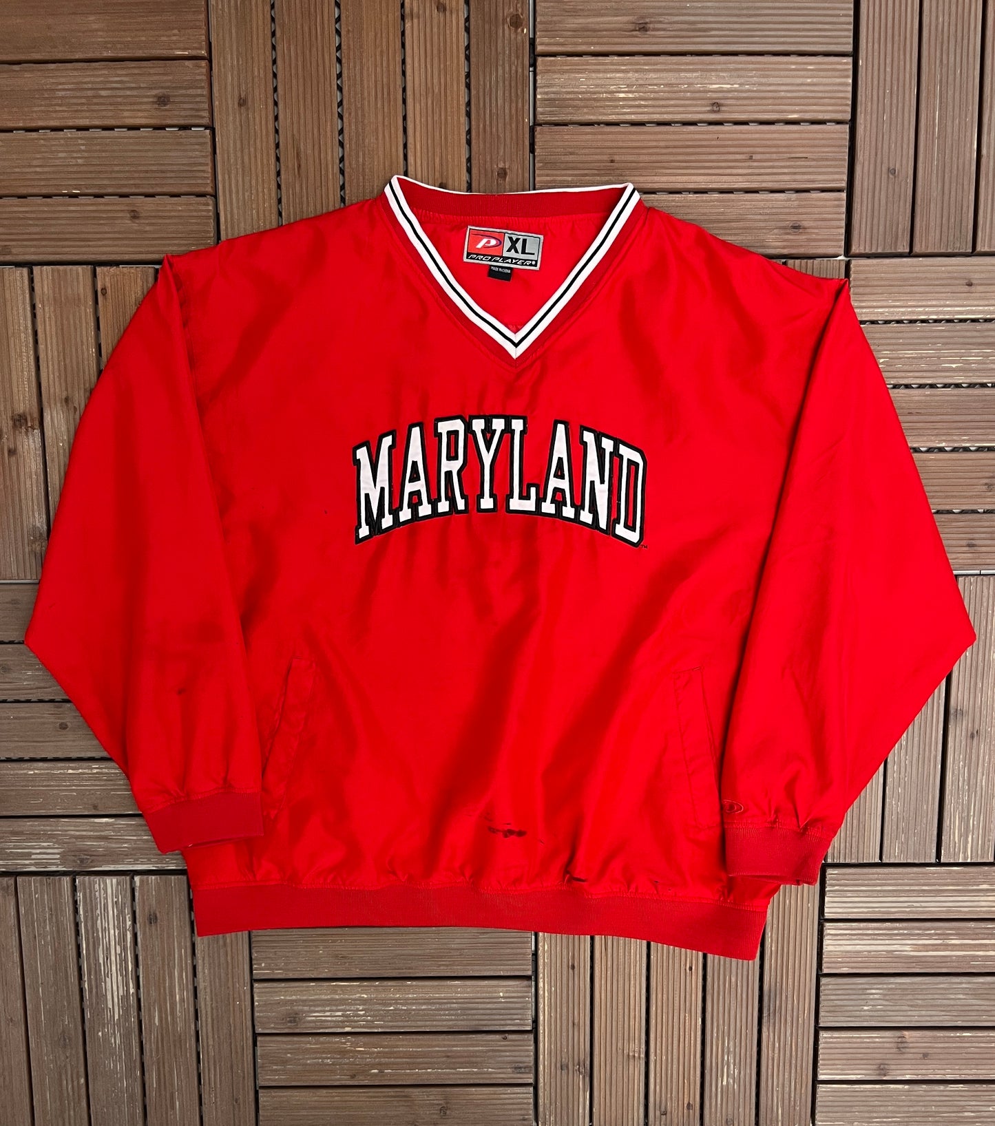 Maryland Terrapins Graphic Windbreaker | Size X-Large | Vintage 1990s College Red Light Jacket |