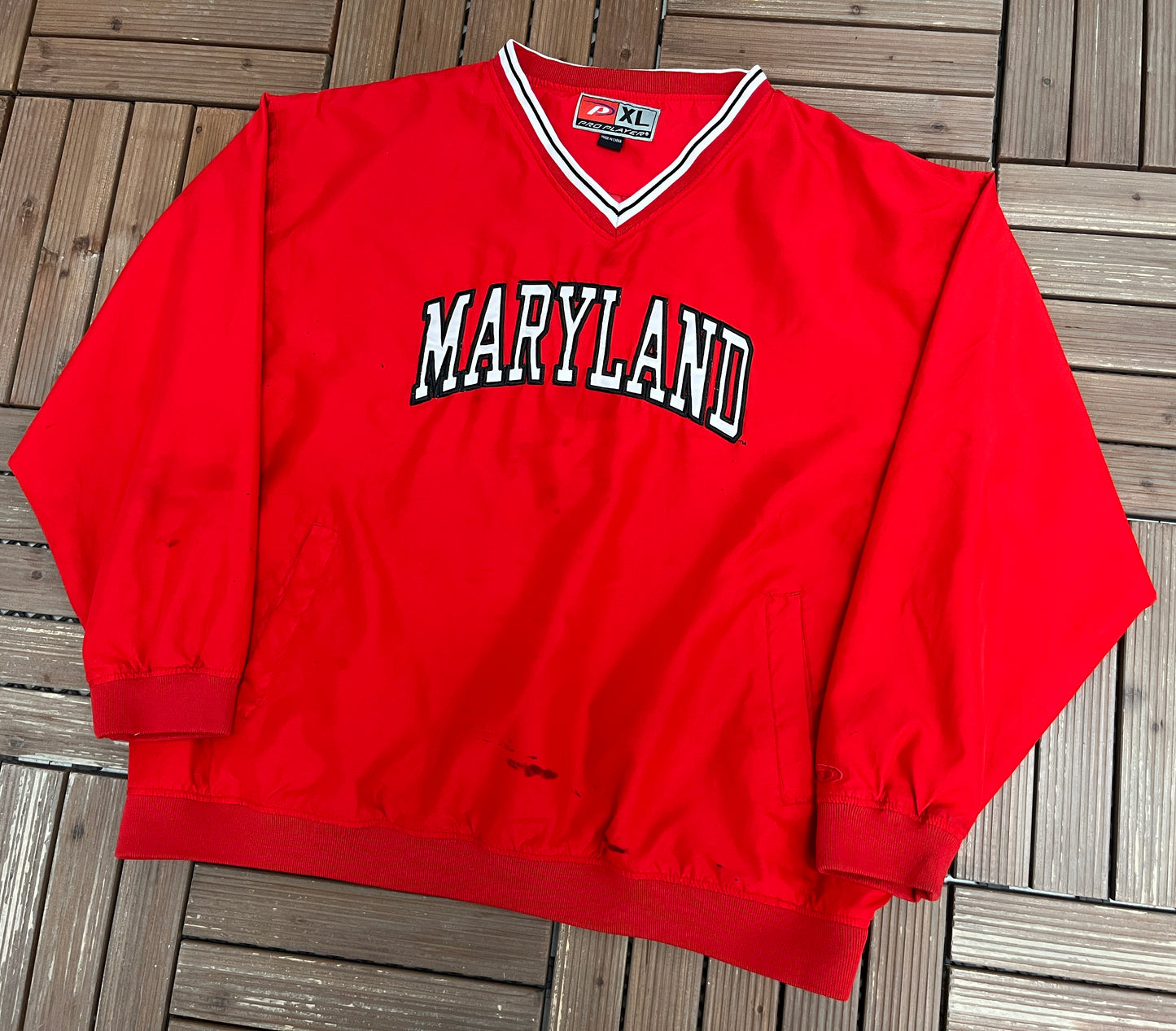 Maryland Terrapins Graphic Windbreaker | Size X-Large | Vintage 1990s College Red Light Jacket |