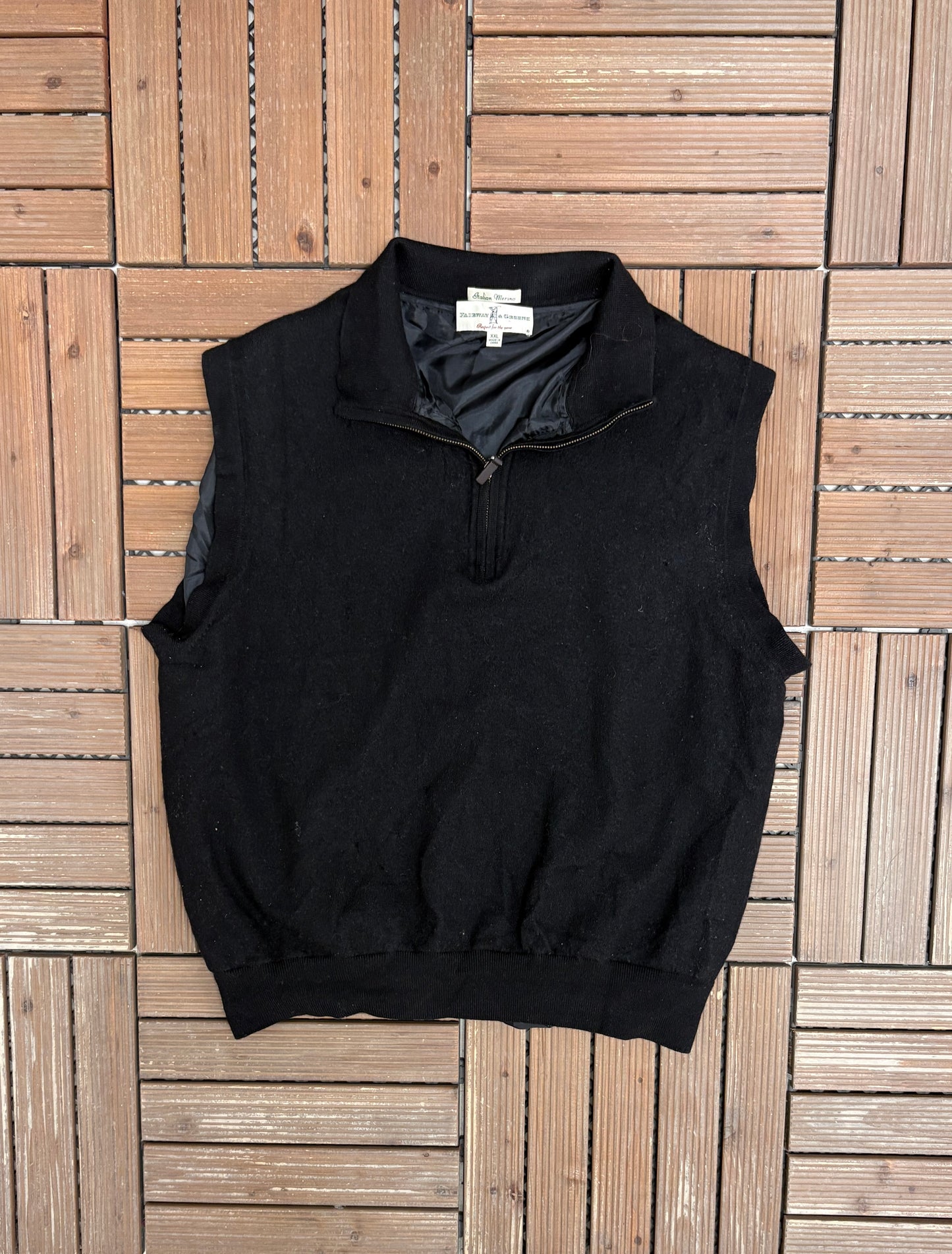 Fairway & Greene Golf Wool Sweater Vest | Size XX-Large | Vintage 1990s Golf Black Sweater Vest |