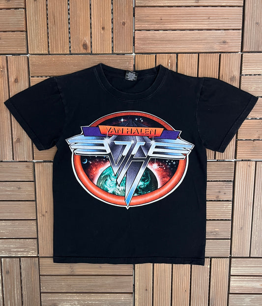 Van Halen Space Logo Graphic Tee | Size Small | Vintage 2000s Hard Rock Music Black T-Shirt |