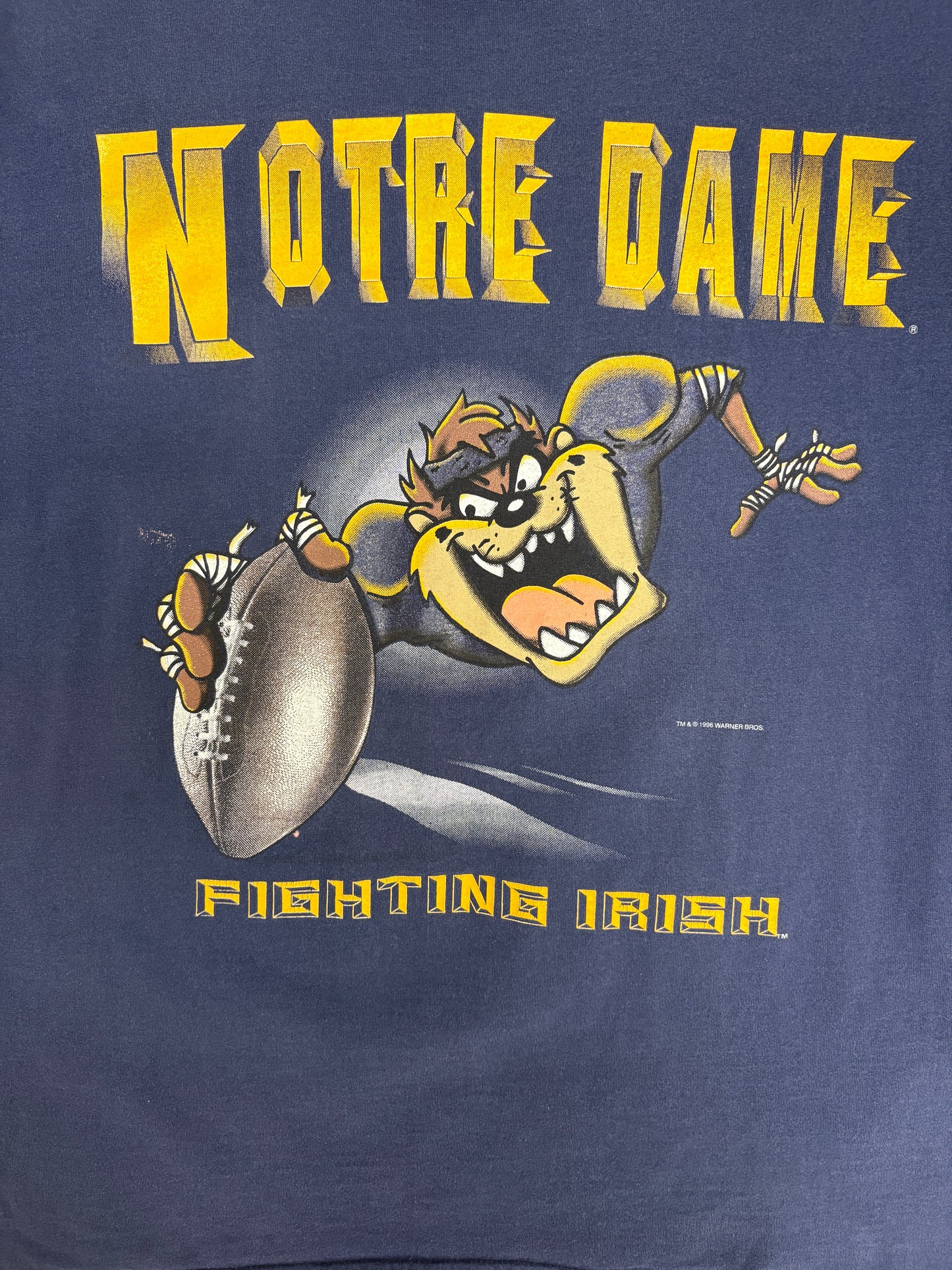 Notre Dame Fighting Irish Taz Graphic Tee | Size X-Large | Vintage 1990s College Blue T-Shirt |
