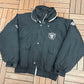 Los Angeles Raiders Puffer Jacket | Size Large | Vintage 1990s NFL Football Black Jacket |