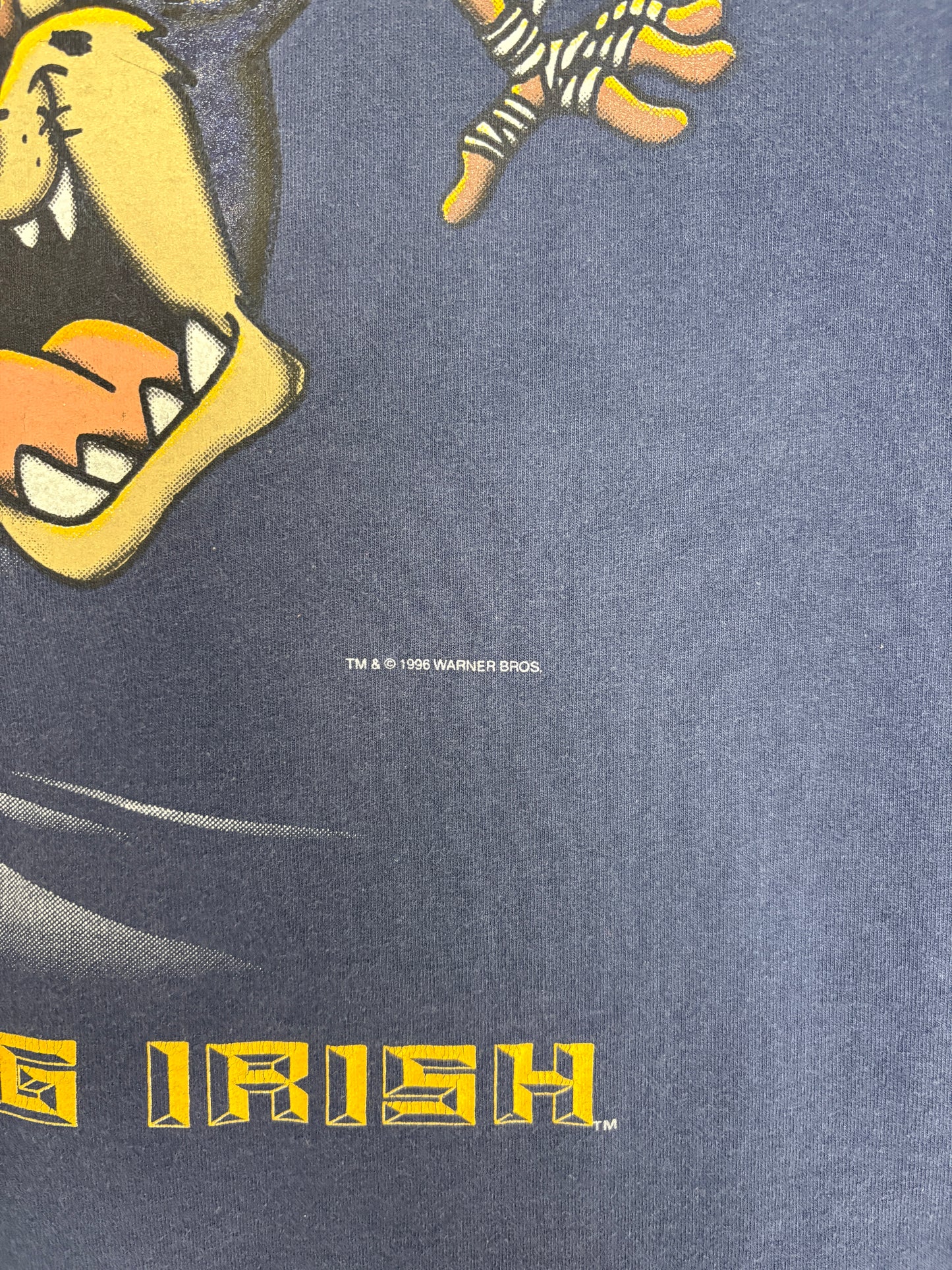 Notre Dame Fighting Irish Taz Graphic Tee | Size X-Large | Vintage 1990s College Blue T-Shirt |