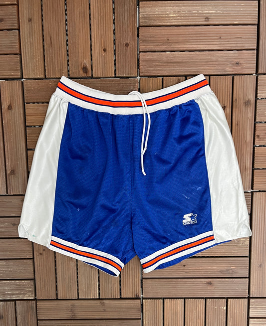 Starter Embroidered Graphic Shorts | Size Large | Vintage 1990s Basketball Blue Shorts |