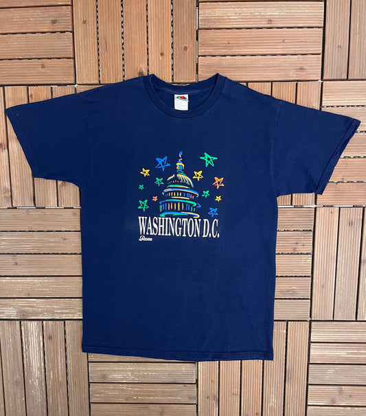 Washington, DC United States Capitol Graphic Tee | Size Large | Vintage 2000s Tourist Blue T-Shirt |