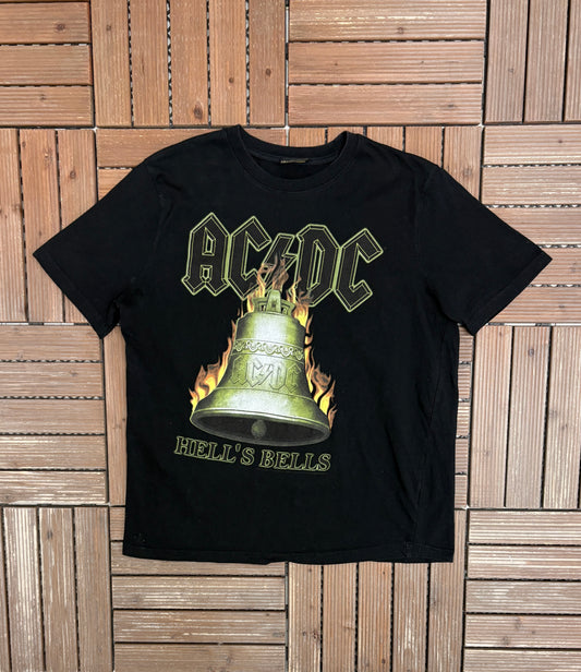 AC/DC Hell's Bells Graphic Tee | Size Large | Vintage 2000s Hard Rock Band Music Black T-Shirt |