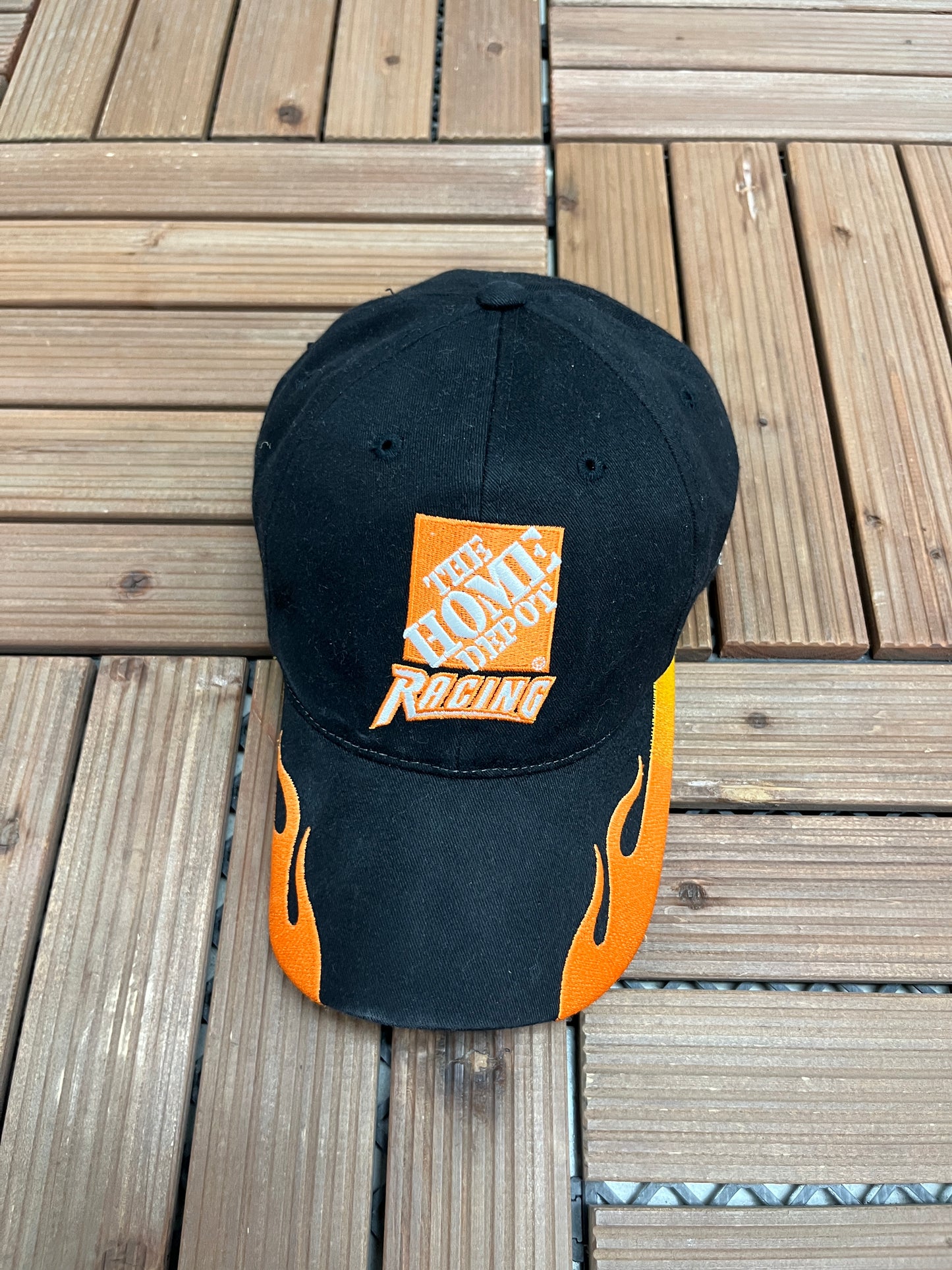 Tony Stewart Home Depot Racing Graphic Hat | Metal Clasp | Vintage 2000s Racing Black Cap |