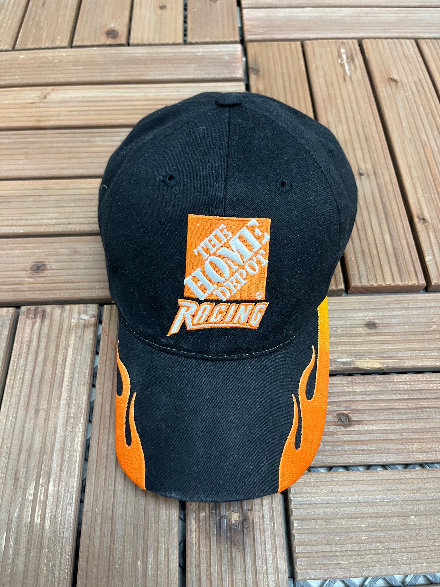 Tony Stewart Home Depot Racing Graphic Hat | Metal Clasp | Vintage 2000s Racing Black Cap |