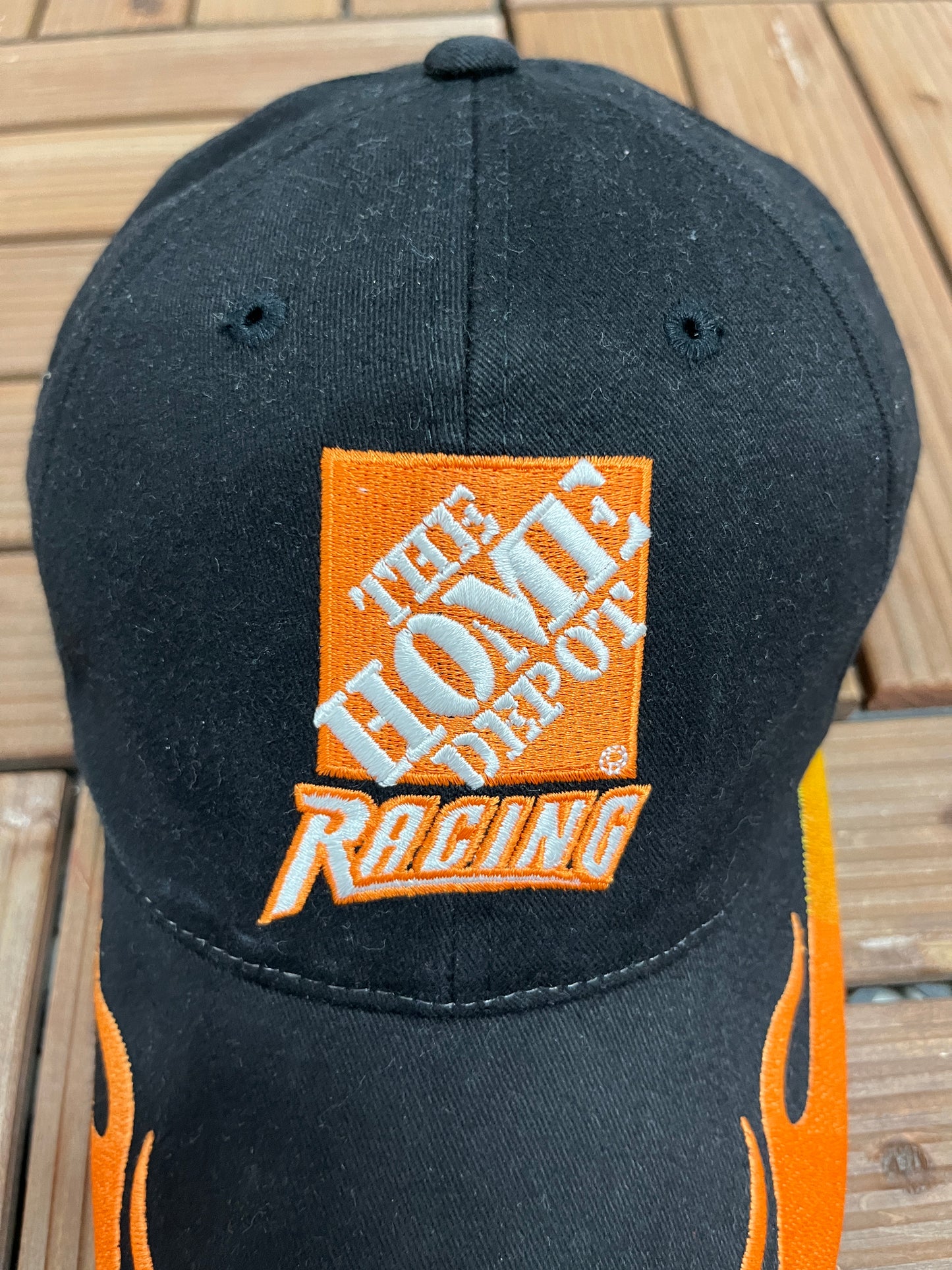 Tony Stewart Home Depot Racing Graphic Hat | Metal Clasp | Vintage 2000s Racing Black Cap |