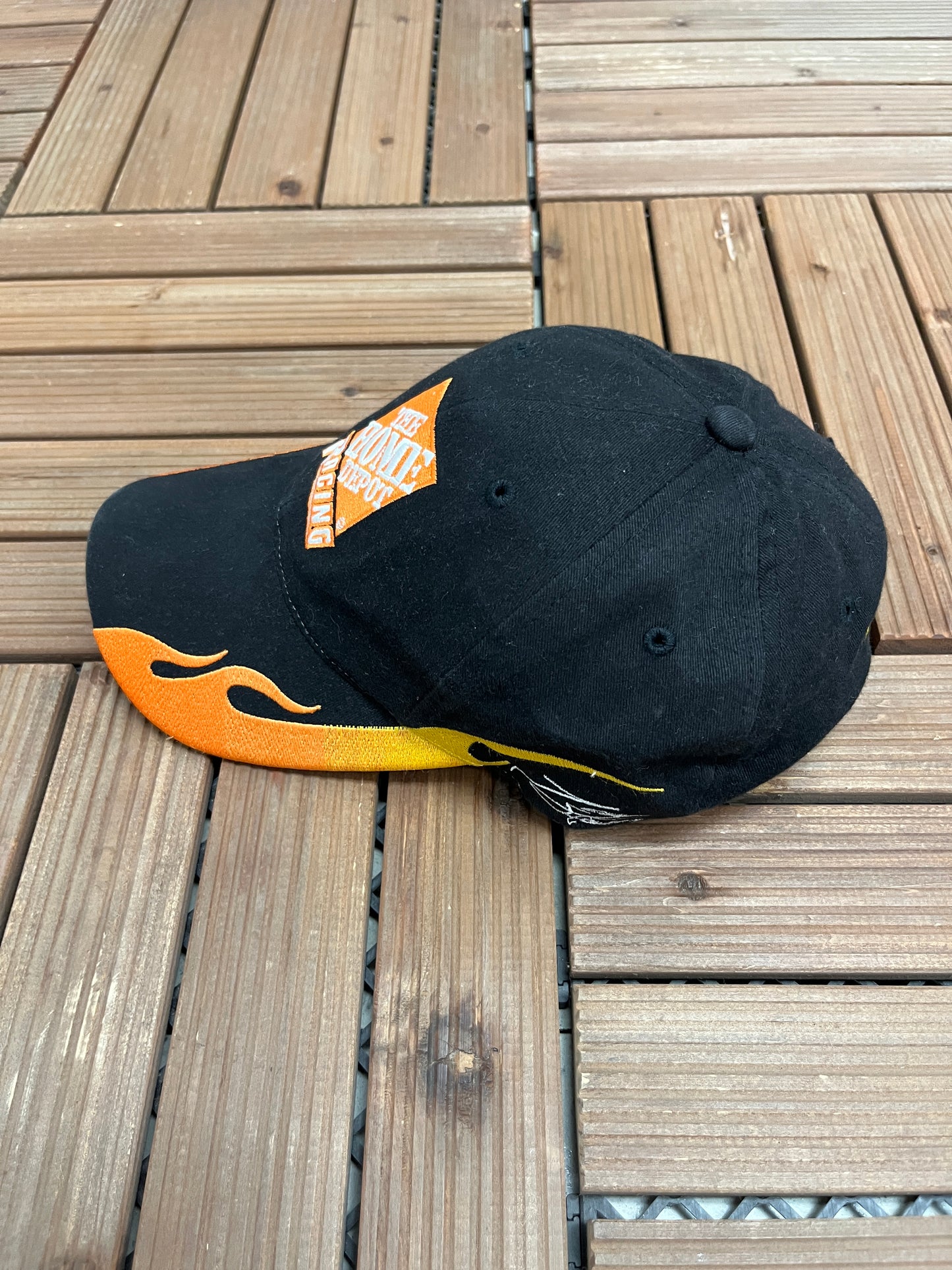 Tony Stewart Home Depot Racing Graphic Hat | Metal Clasp | Vintage 2000s Racing Black Cap |