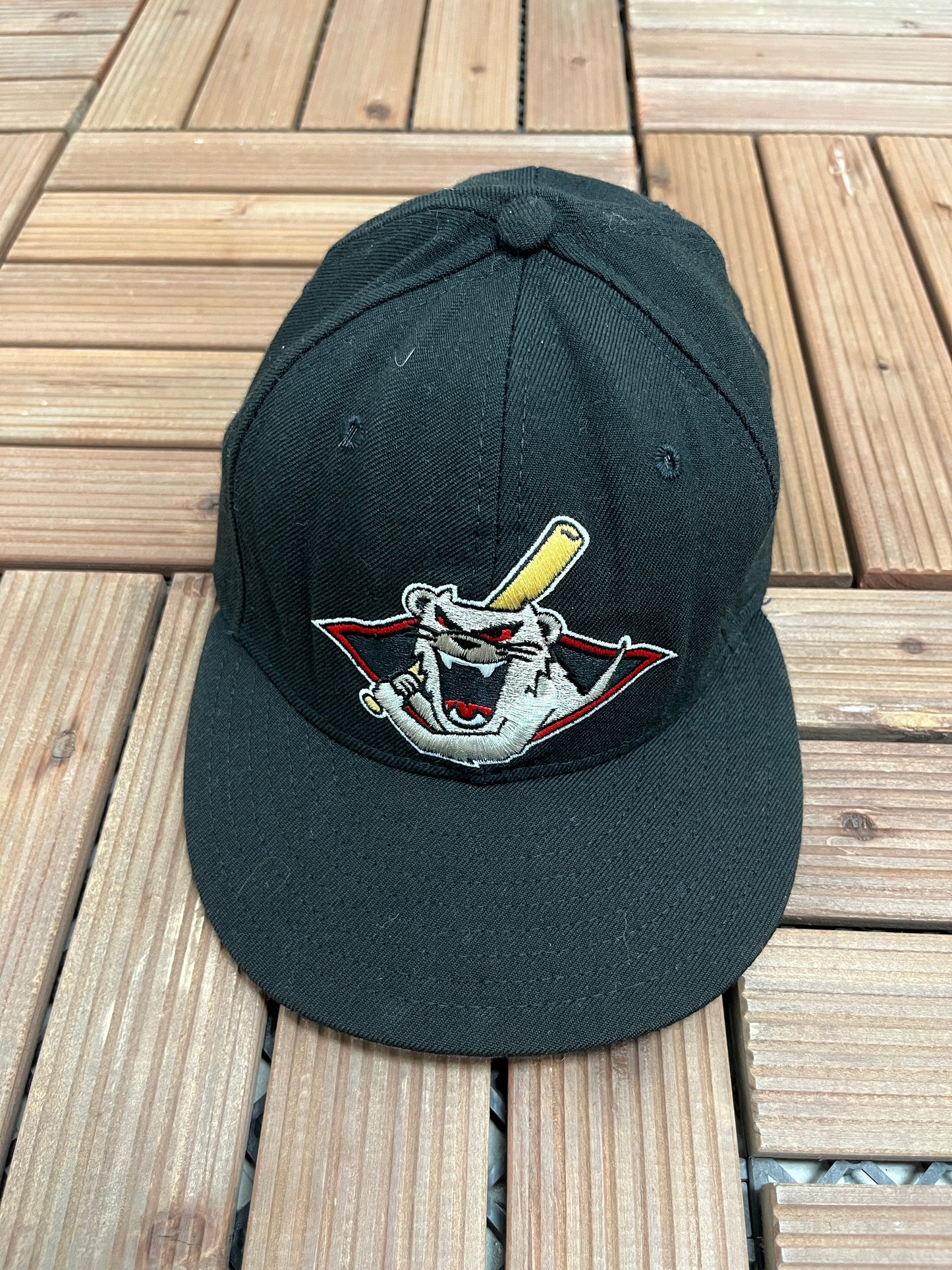 Jamestown Jammers Graphic Hat | Size 7 5/8 | Vintage 2000s MiLB Baseball Black Fitted Cap |