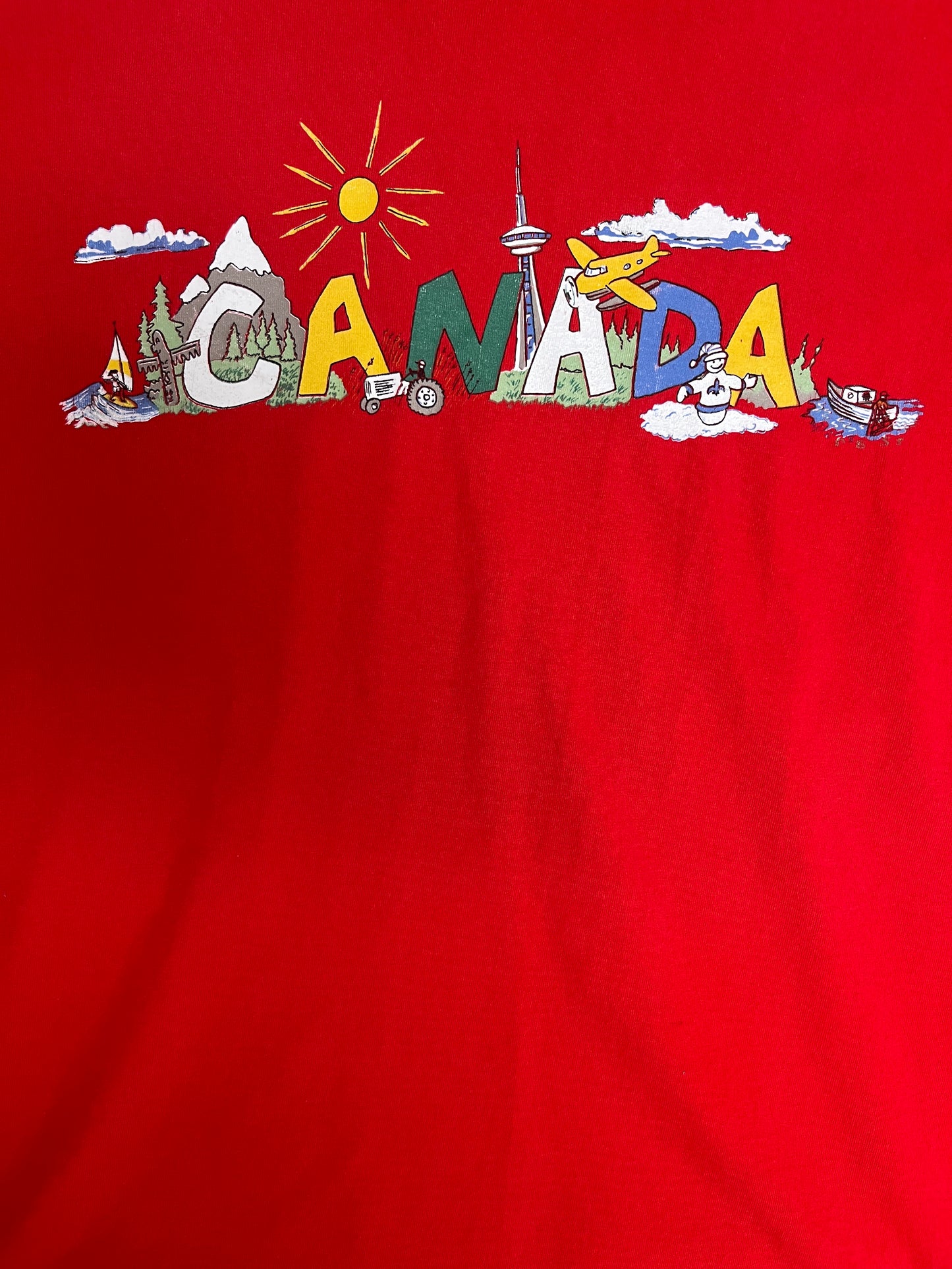 Canada Tourist Attractions Graphic Tee | Size X-Large | Vintage 1990s Tourist Single Stitch Red T-Shirt |