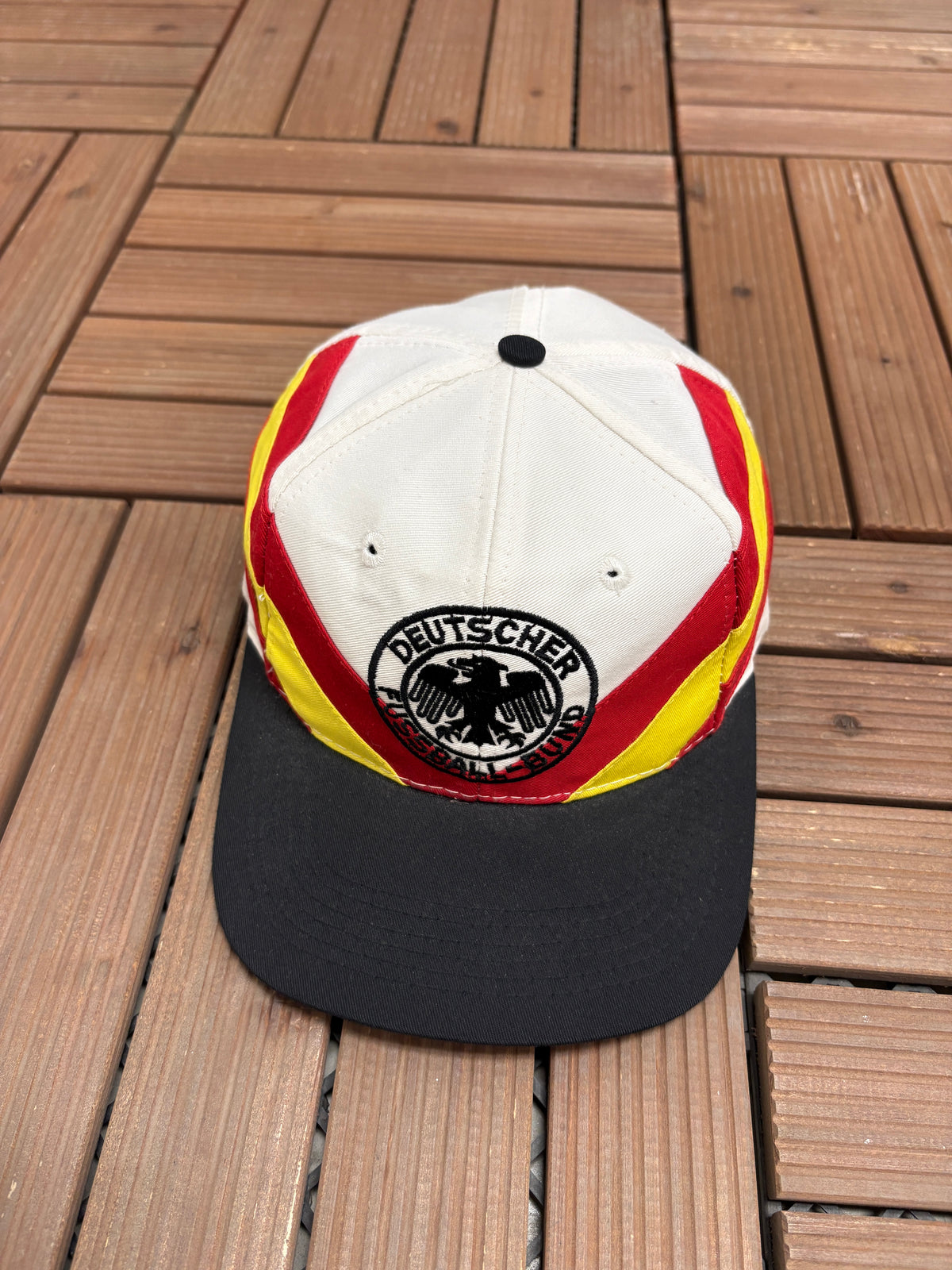 West Germany DFB World Cup 1990 Graphic Hat | Snap Back | Vintage 1990s World Cup Football Adidas White Cap |