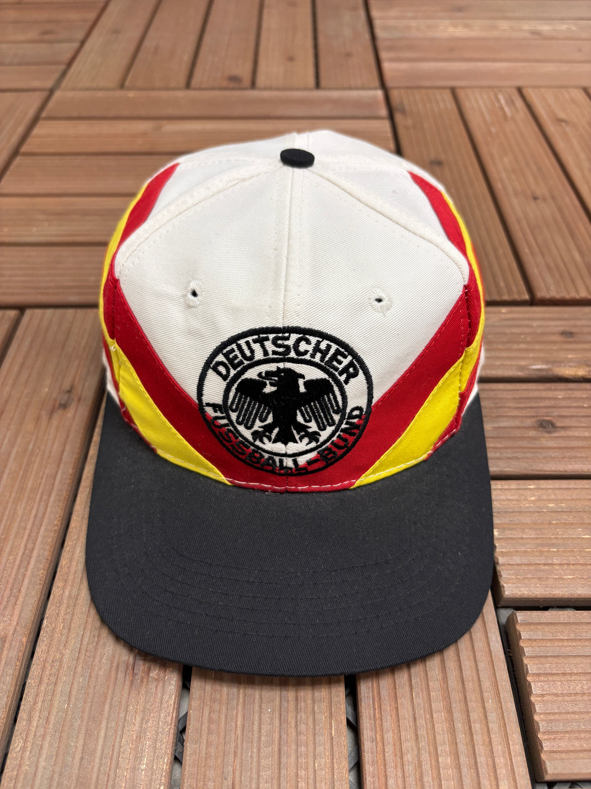 West Germany DFB World Cup 1990 Graphic Hat | Snap Back | Vintage 1990s World Cup Football Adidas White Cap |