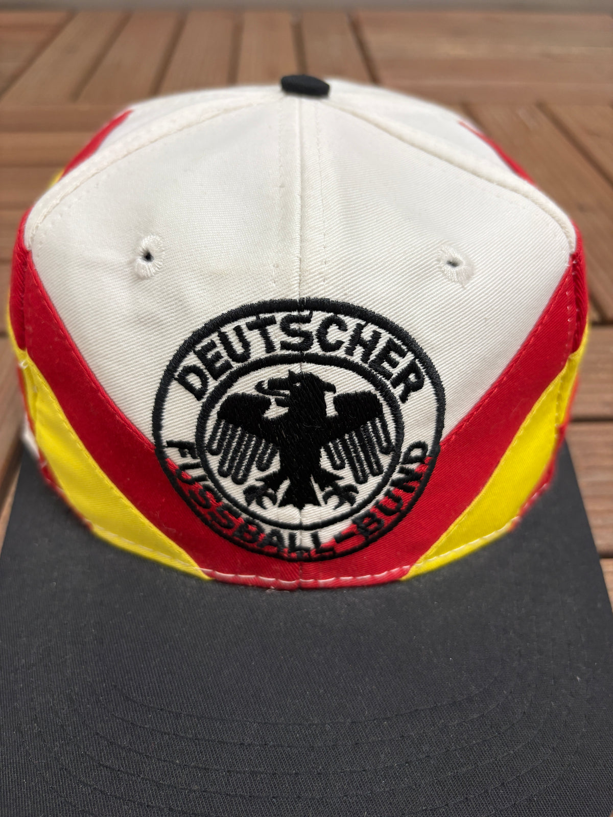 West Germany DFB World Cup 1990 Graphic Hat | Snap Back | Vintage 1990s World Cup Football Adidas White Cap |