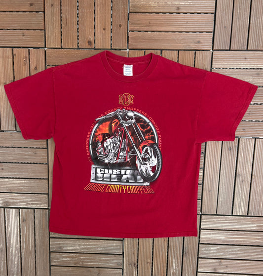 Orange County Choppers Graphic Tee | Size X-Large | Vintage 2000s Motorcycle Racing Red T-Shirt |