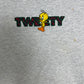 Tweety Bird Embroidered Graphic Crewneck | Size Large | Vintage 1990s Grey Cartoon Promotional Sweater |