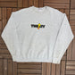 Tweety Bird Embroidered Graphic Crewneck | Size Large | Vintage 1990s Grey Cartoon Promotional Sweater |