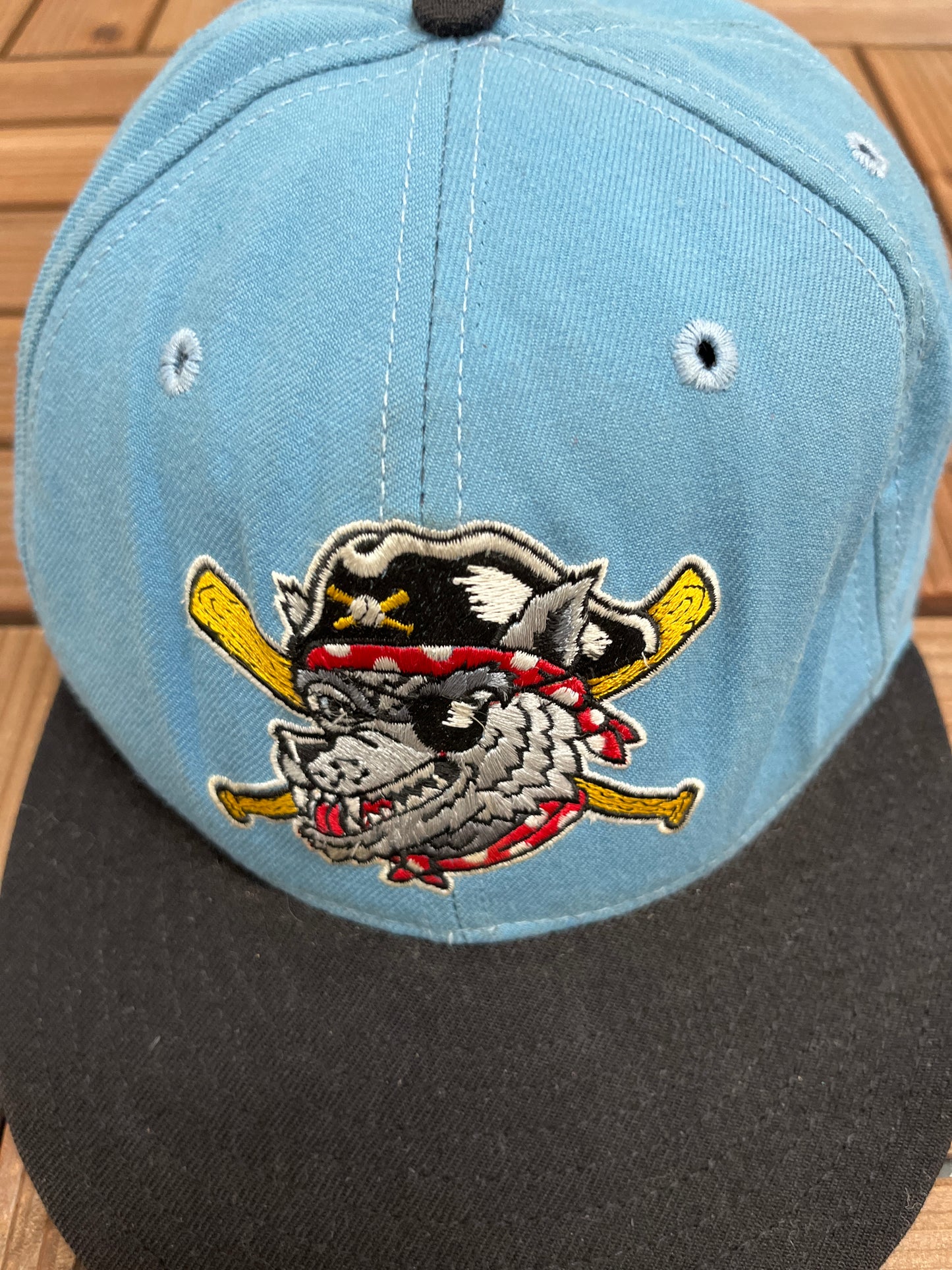 Erie SeaWolves Graphic Hat | Size 7 5/8 | Vintage 1990s MiLB Baseball Blue Fitted Cap |