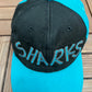 San Jose Sharks Embroidered Graphic Hat | Snap Back | Vintage 1990s NHL Hockey Black Cap |