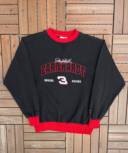 Dale Earnhardt NASCAR Racing Graphic Crewneck | Size Medium | Vintage 1990s NASCAR Racing Black Sweater |