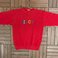 Lucy Embroidered Graphic Crewneck | Size Large | Vintage 1990s Peanuts Cartoon Red Sweater |