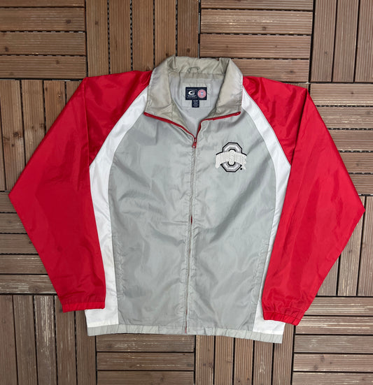 Ohio State Buckeyes Graphic Windbreaker | Size X-Large | Vintage 1990s College Sports Grey Jacket |