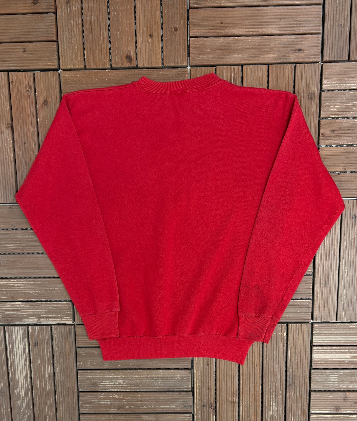 Lucy Embroidered Graphic Crewneck | Size Large | Vintage 1990s Peanuts Cartoon Red Sweater |