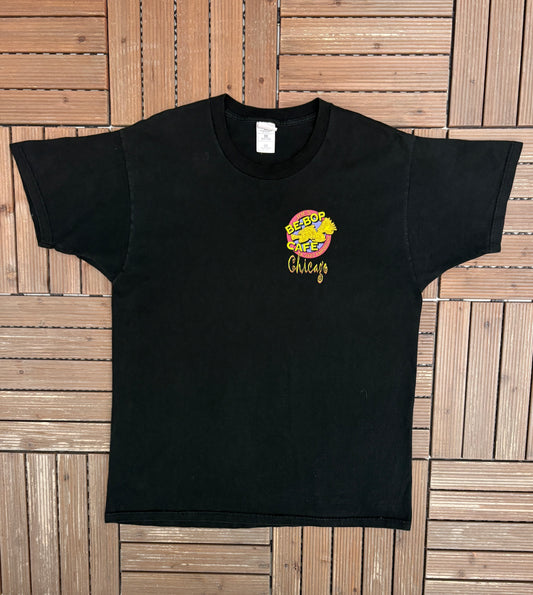 Joe's Be-Bop Cafe & Jazz Emporium Graphic Tee | Size X-Large | Vintage 2000s Promotional Black T-Shirt |