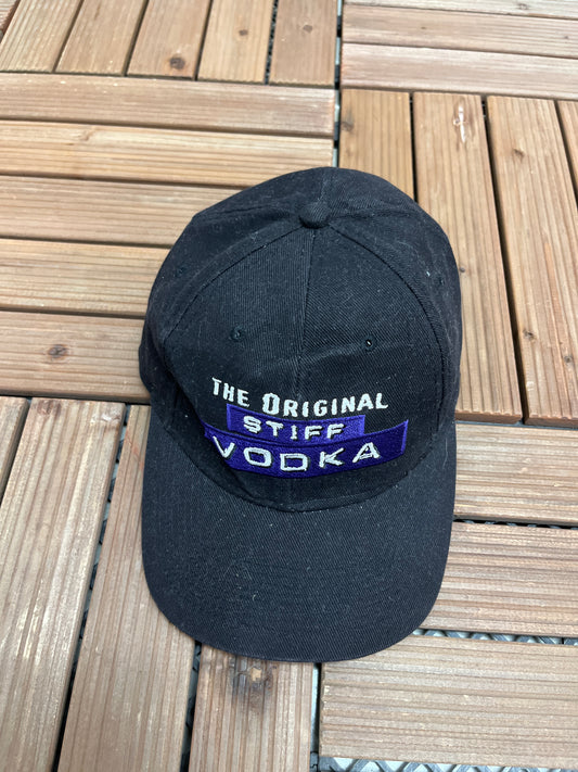 The Original Stiff Vodka Graphic Hat | Strap Back | Vintage 2000s Promotional Black Cap |