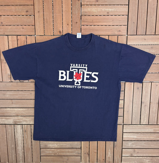 University of Toronto Varsity Blues Graphic Tee | Size X-Large | Vintage 1990s College Sports Blue T-Shirt |
