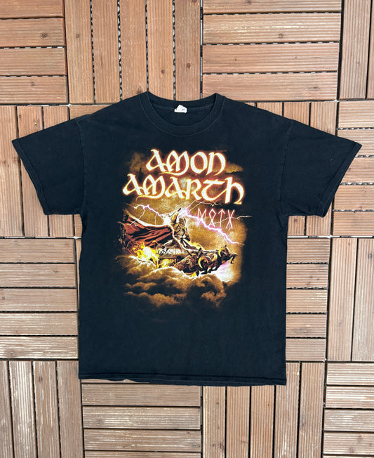 Amon Amarth Deceiver Of The Gods Tour 2014 Graphic Tee | Size Medium | Vintage 2000s Metal Band Black T-Shirt |