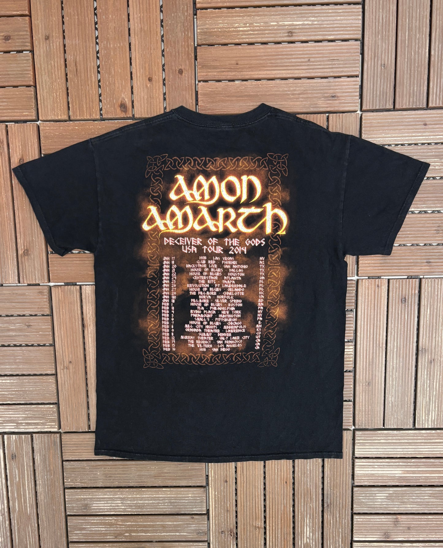 Amon Amarth Deceiver Of The Gods Tour 2014 Graphic Tee | Size Medium | Vintage 2000s Metal Band Black T-Shirt |
