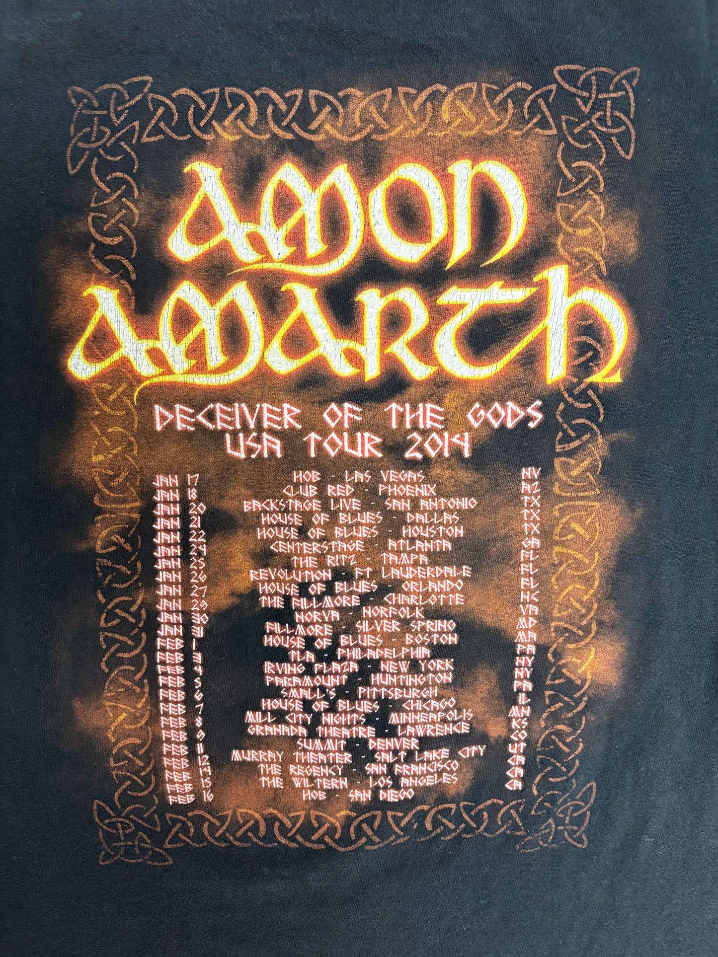 Amon Amarth Deceiver Of The Gods Tour 2014 Graphic Tee | Size Medium | Vintage 2000s Metal Band Black T-Shirt |