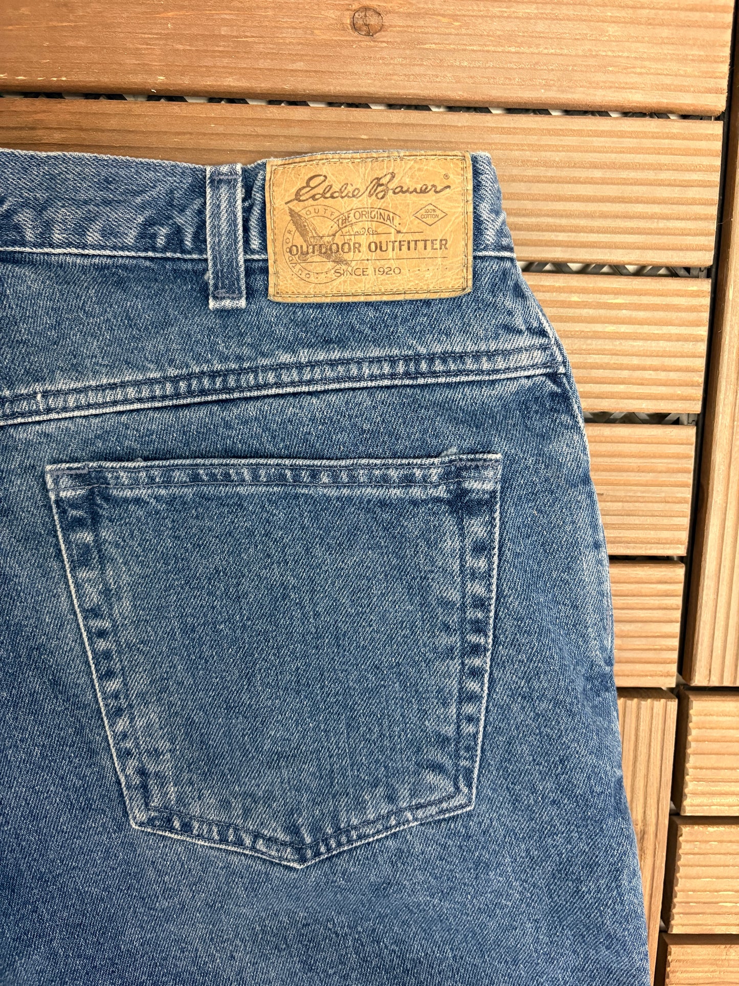 Eddie Bauer Blanket Lined Straight Leg Denim Jeans | Size 36 x 32 | Vintage 1990s Blue Jeans |