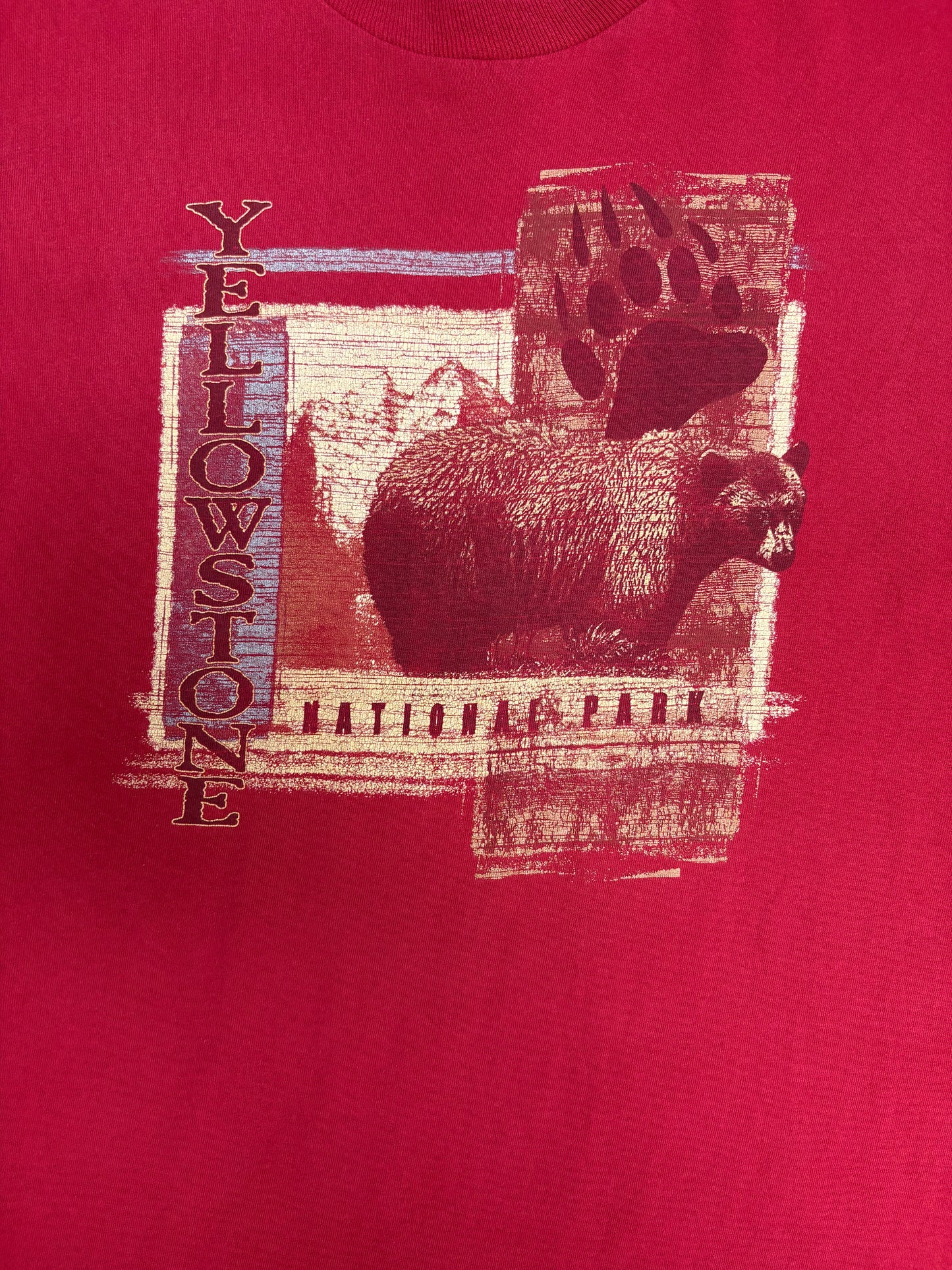 Yellowstone National Park Graphic Tee | Size XX-Large | Vintage 1990s Tourist Promotional Red T-Shirt |