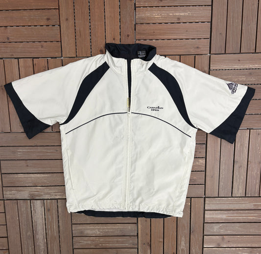 Canadian Open Angus Glen Graphic Short Sleeve Windbreaker | Size Small | Vintage 2000s Golf Beige Windbreaker |