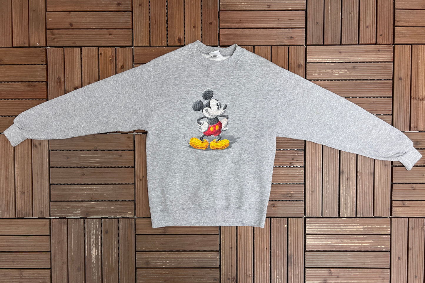 Mickey Mouse Graphic Crewneck | Size Small | Vintage 1990s Promotional Cartoon Grey Sweatshirt |