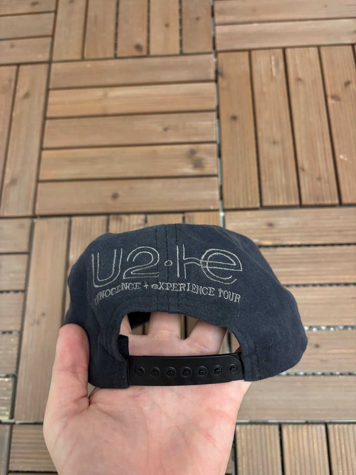 U2 Innocence & Experience Tour Graphic Hat | Snap Back | Vintage 2000s Rock Band Black Cap |