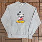 Mickey Mouse Graphic Crewneck | Size Small | Vintage 1990s Promotional Cartoon Grey Sweatshirt |