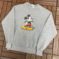 Mickey Mouse Graphic Crewneck | Size Small | Vintage 1990s Promotional Cartoon Grey Sweatshirt |